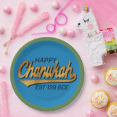 Chanukah Happy Retro Groene Trim Papieren Bordje (Feest)