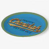 Chanukah Happy Retro Groene Trim Papieren Bordje (Gekanteld)