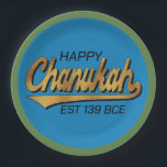 Chanukah Happy Retro Groene Trim Papieren Bordje<br><div class="desc">Chanukah Happy Retro Green Trim Paper Borden. Vervang tekst door je eigen bericht. Gebruik uw favoriete lettertypestijl, -kleur en -grootte. Achtergrondkleuren kunnen worden gewijzigd. Bedankt voor het stoppen en winkelen door. Zeer gewaardeerd! Fijne Chanoeka/Chanoeka! Grootte en Stijl: 9"Rond Document Bord Gooi een spectaculair partij met volledig klantgerichte document borden om...</div>