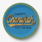 Chanukah Happy Retro Groene Trim Papieren Bordje (Voorkant)