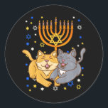 Chanukah Jewish Menorah Kitten Funny Cat Hanukkah Ronde Sticker<br><div class="desc">Chanukah Jewish Menorah Kitten Funny Cat Hanukkah</div>
