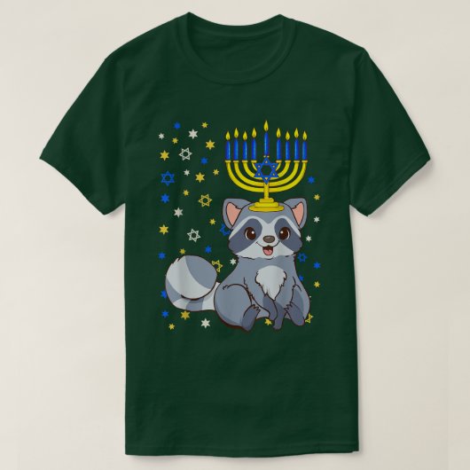Chanukah Jewish Menorah Raccoon Funny Hanukkah T-shirt (Design voorkant)