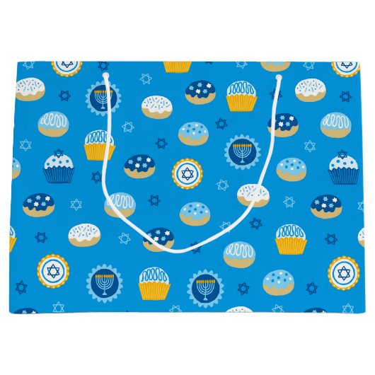 Chanukah Jewish Star Cupcakes Blue Groot Cadeauzakje (Voorkant)