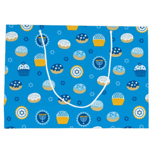 Chanukah Jewish Star Cupcakes Blue Groot Cadeauzakje (Achterkant)