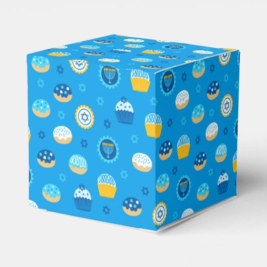 Chanukah Jewish Star Cupcakes Blue Jelly Doughnut Bedankdoosjes (Achterkant)