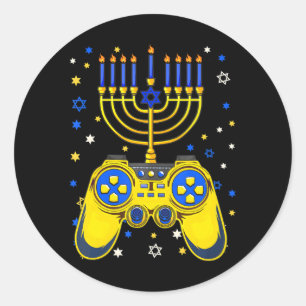 Chanukah Joodse Menorah Gamer Grappig Gamen Ronde Sticker