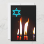 Chanukah kaars vlammen, Star of David uitnodiging (Voorkant)