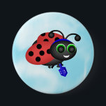 Chanukah Ladybug in yamaka met dreidel Ronde Button 7,6 Cm<br><div class="desc">Dit schattige lieveheersbeestje is klaar voor Chanoeka. Illustratie van lieveheersbeestje in een yamaka met een dreidel.</div>