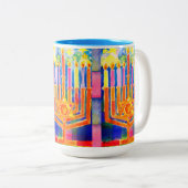 Chanukah Lights Tweekleurige Koffiemok (Voorkant rechts)