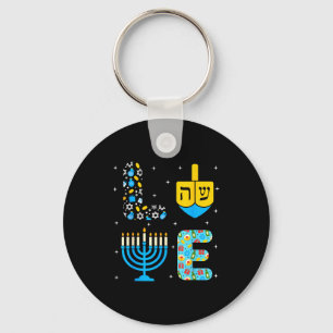 Chanukah Menorah Dreidel Iconen Hanukkah Liefde Ce Sleutelhanger