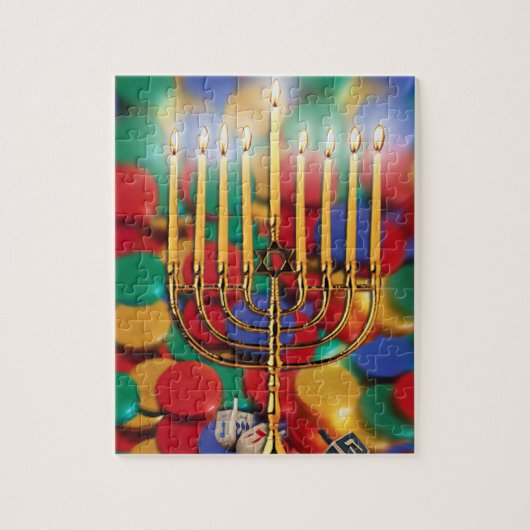 Chanukah Menorah, Dreidel, Snoep Legpuzzel (Verticaal)