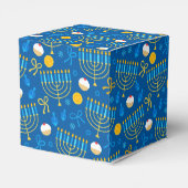 Chanukah Menorah Gelt Dreidel Blue Bedankdoosjes (Achterkant)