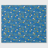 Chanukah Menorah Gelt Dreidel Blue Cadeaupapier (Vlak)