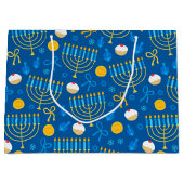 Chanukah Menorah Gelt Dreidel Blue Groot Cadeauzakje (Voorkant)