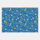 Chanukah Menorah Gelt Dreidel Blue Inpakpapier Vel (Voorkant 2)