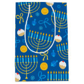 Chanukah Menorah Gelt Dreidel Blue Medium Cadeauzakje (Voorkant)