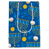 Chanukah Menorah Gelt Dreidel Blue Medium Cadeauzakje (Achterkant)
