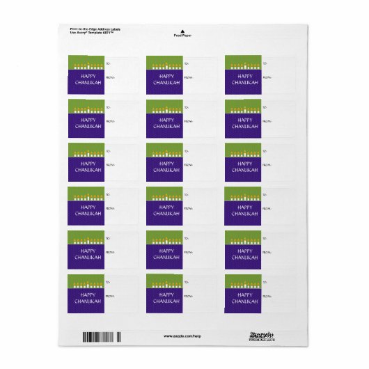 Chanukah Menorah Gift Label (Full Sheet)