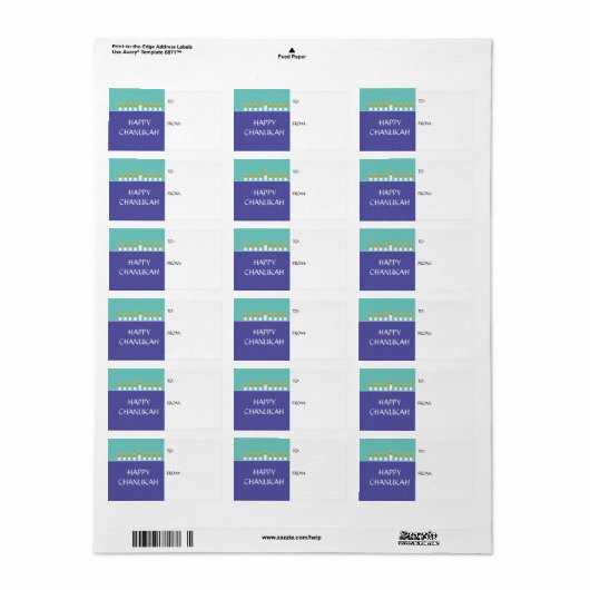 Chanukah Menorah Gift Label (Full Sheet)