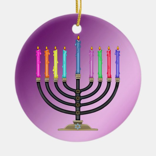 Chanukah Menorah Keramisch Ornament (Voorkant)
