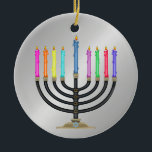 Chanukah Menorah Keramisch Ornament<br><div class="desc">Veel plezier met deze. Denk aan thema's! Het spel met achtergrondkleuren, voegt of schrapt tekst toe, en (voor een beetje van extra prijs) pas de rug met afbeeldingen, kleur, uw logo/bedrijfsinfo., enz. aan! Deze zijn ook groot voor giften of om als het beëindigen aanraking van klasse op uw gift het...</div>