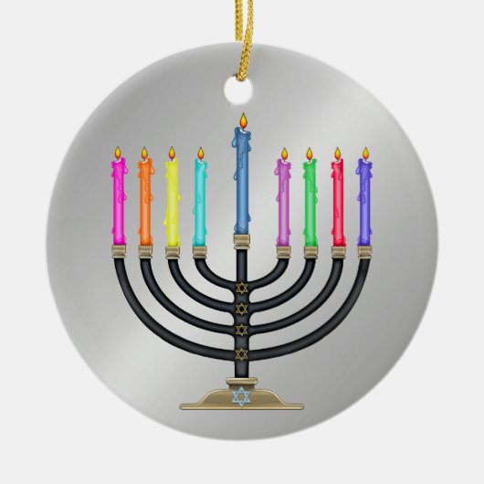 Chanukah Menorah Keramisch Ornament (Voorkant)