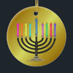 Chanukah Menorah Keramisch Ornament<br><div class="desc">Veel plezier met deze. Denk aan thema's! Het spel met achtergrondkleuren, voegt of schrapt tekst toe, en (voor een beetje van extra prijs) pas de rug met afbeeldingen, kleur, uw logo/bedrijfsinfo., enz. aan! Deze zijn ook groot voor giften of om als het beëindigen aanraking van klasse op uw gift het...</div>