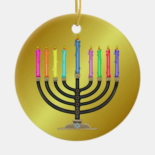 Chanukah Menorah Keramisch Ornament (Voorkant)