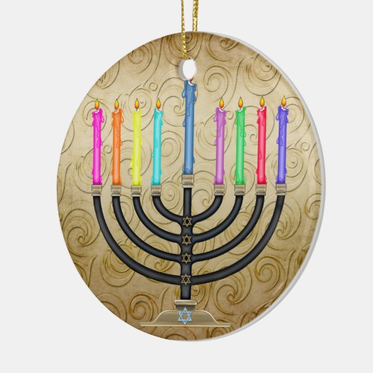 Chanukah Menorah Keramisch Ornament (Links)