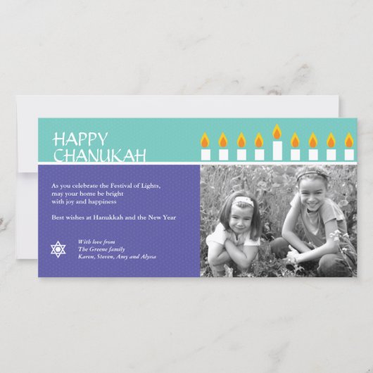 Chanukah Menorah Photo Card Feestdagenkaart (Voorkant)