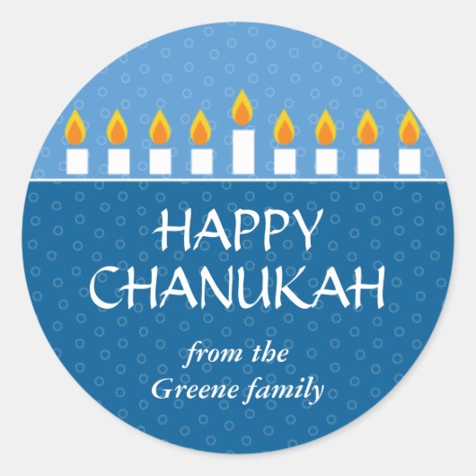 Chanukah Menorah Ronde Sticker (Voorkant)