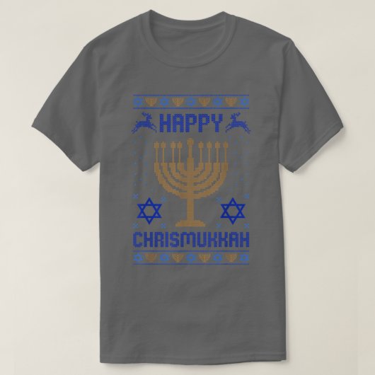 Chanukah Menorah Ugly Kersthanukkah Happy Chr T-shirt (Design voorkant)