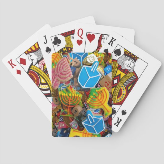 Chanukah Menorahs, Dreidels, Gelt Speelkaarten (Achterkant)