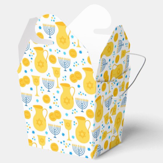 Chanukah Menorahs Gelt Pitcher Oil White Blue Bedankdoosjes (Geopend)