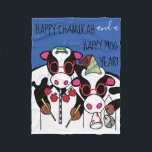 Chanukah Moo Year Fleece Blanket<br><div class="desc">Personaliseer "Happy Chanukah en een Happy Moo Year" Vluchtelingenmandje/Small Personalize door tekst te verwijderen en uw eigen bericht toe te voegen. Kies uw favoriete doopvontstijl, grootte, en kleur. Het ontwerp kan ook aan dekens worden toegevoegd, middelgroot en groot. Grootte: vlooienmandje, 30 x 40 inch Het is moeilijk om je zelf...</div>