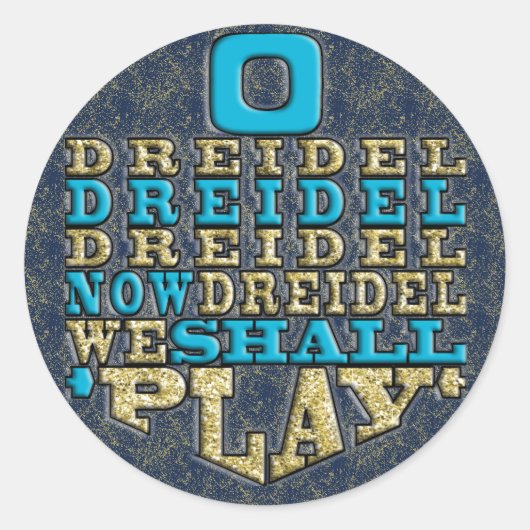 Chanukah "O Dreidel Dreidel.." Stickers Round (Voorkant)