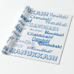 Chanukah O' Hannukah Blue en White Wrapping Paper Cadeaupapier<br><div class="desc">Gebruik dit leuke Chanoekaarpakpapier voor cadeautjes op elke avond van Hannukah. Je geliefde zal plezier hebben met deze krant,  of ze nu op de kaarsen wachten om laag te branden en zich afvragen wat er in zit,  of ze door de goodies heen gaan.</div>