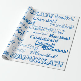 Chanukah O' Hannukah Blue en White Wrapping Paper Cadeaupapier