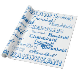 Chanukah O' Hannukah Blue en White Wrapping Paper Cadeaupapier