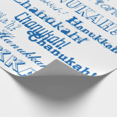 Chanukah O' Hannukah Blue en White Wrapping Paper Cadeaupapier (Hoek)