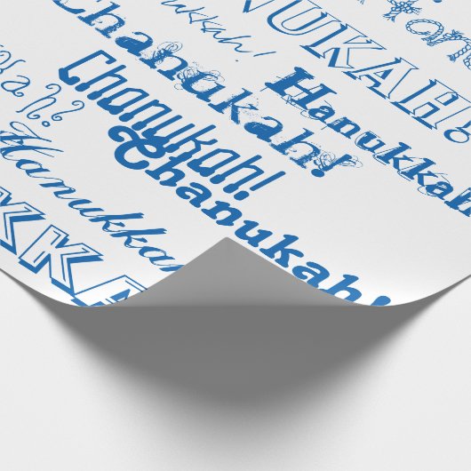 Chanukah O' Hannukah Blue en White Wrapping Paper Cadeaupapier (Hoek)