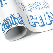 Chanukah O' Hannukah Blue en White Wrapping Paper Cadeaupapier (Rol Hoek)