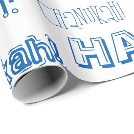 Chanukah O' Hannukah Blue en White Wrapping Paper Cadeaupapier (Rol Hoek)