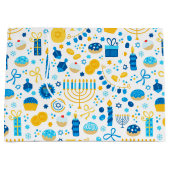 Chanukah Party Blue Gold White Groot Cadeauzakje (Voorkant)