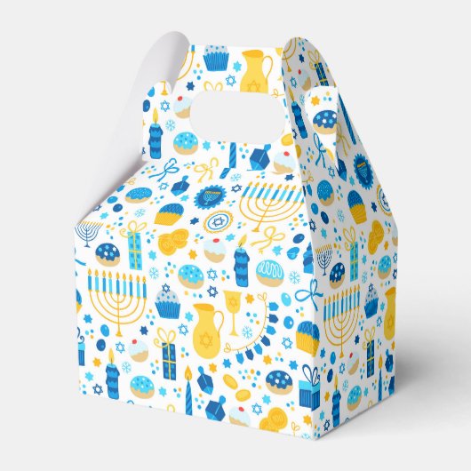 Chanukah Party Blue Gold White Menorah Gelt Cookie Bedankdoosjes (Achterkant)