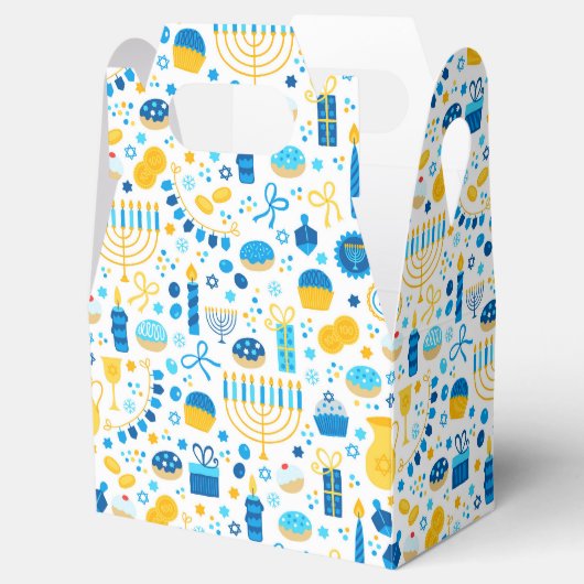 Chanukah Party Blue Gold White Menorah Gelt Cookie Bedankdoosjes (Geopend)