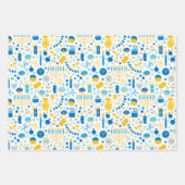 Chanukah Party Blue Gold White Menorah Gelt Cookie Inpakpapier Vel (Voorkant 3)