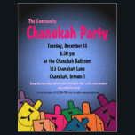 Chanukah Party Flyer<br><div class="desc">Chanoeka-partij vliegt met dreigementen. Geweldige uitnodiging voor een familiekanjavel.</div>