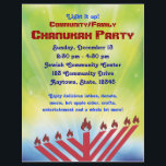 Chanukah Party Flyer<br><div class="desc">Bright Chanukah Flyer kan worden aangepast en gepersonaliseerd zonder een ontwerpervergoeding te betalen. Betaal gewoon voor afdrukken!</div>