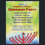 Chanukah Party Flyer<br><div class="desc">Bright Chanukah Flyer kan worden aangepast en gepersonaliseerd zonder een ontwerpervergoeding te betalen. Betaal gewoon voor afdrukken!</div>